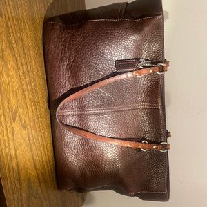 COACH Chelsea Brown LARGE Pebbled Leather Zip Tote Carryall Shoulder Bag